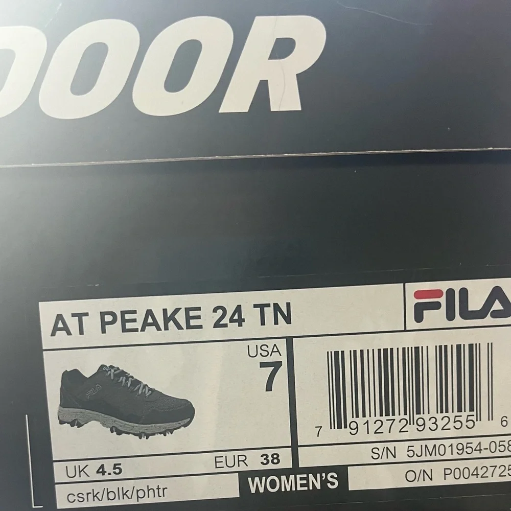 Fila Outdoor At Peake 24 TN Trail/Hiking Shoes Black/Gray/Purple Women’s‎ Size 7